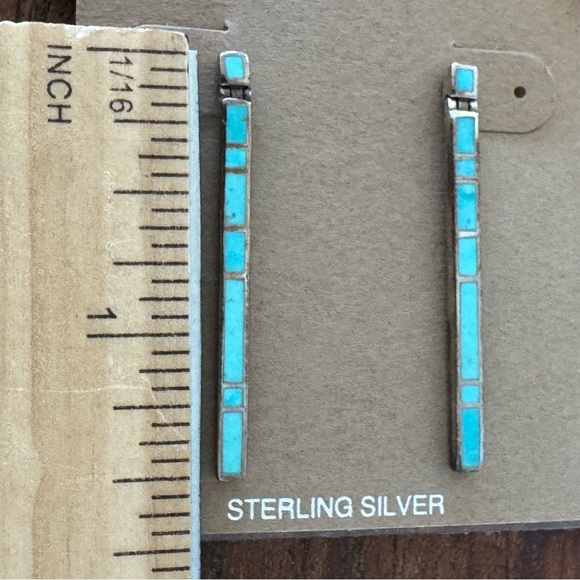 Peyote Bird Sterling & Turquoise Inlay dangle earrings. Amazing!! - Picture 2 of 4